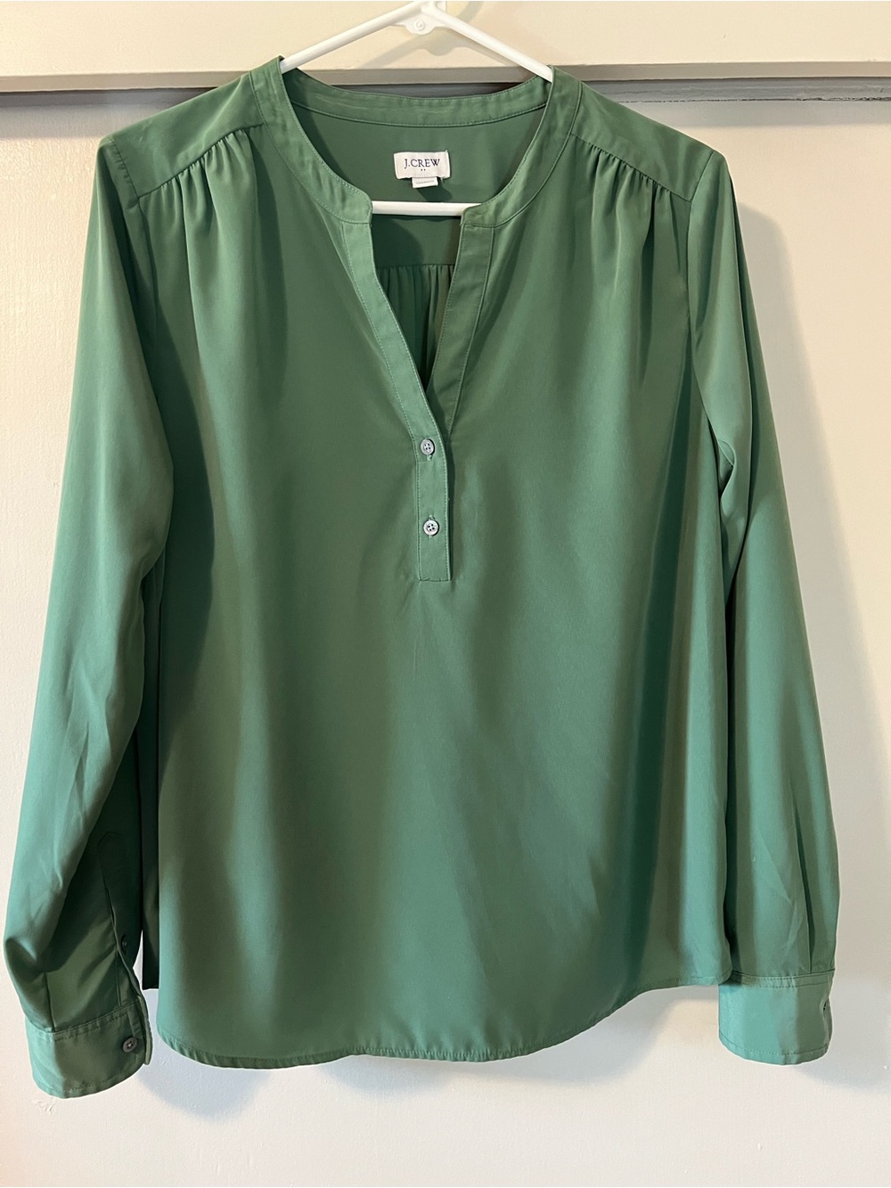 J. Crew Women's Sage Green Long-Sleeve Popover Blouse